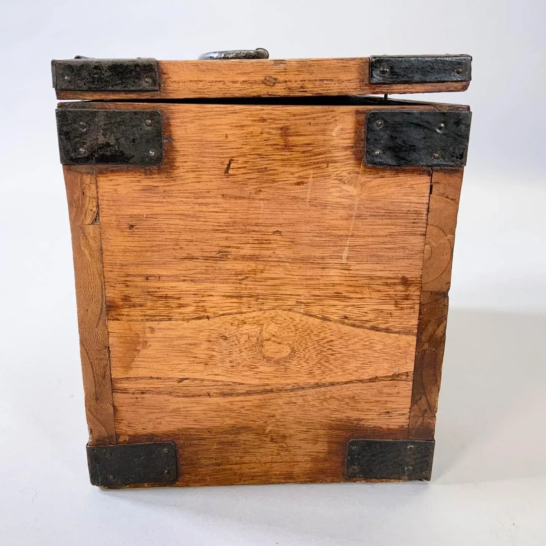 Antique Japanese Iron Mounted Tansu Suzuribako Wood Box - 9