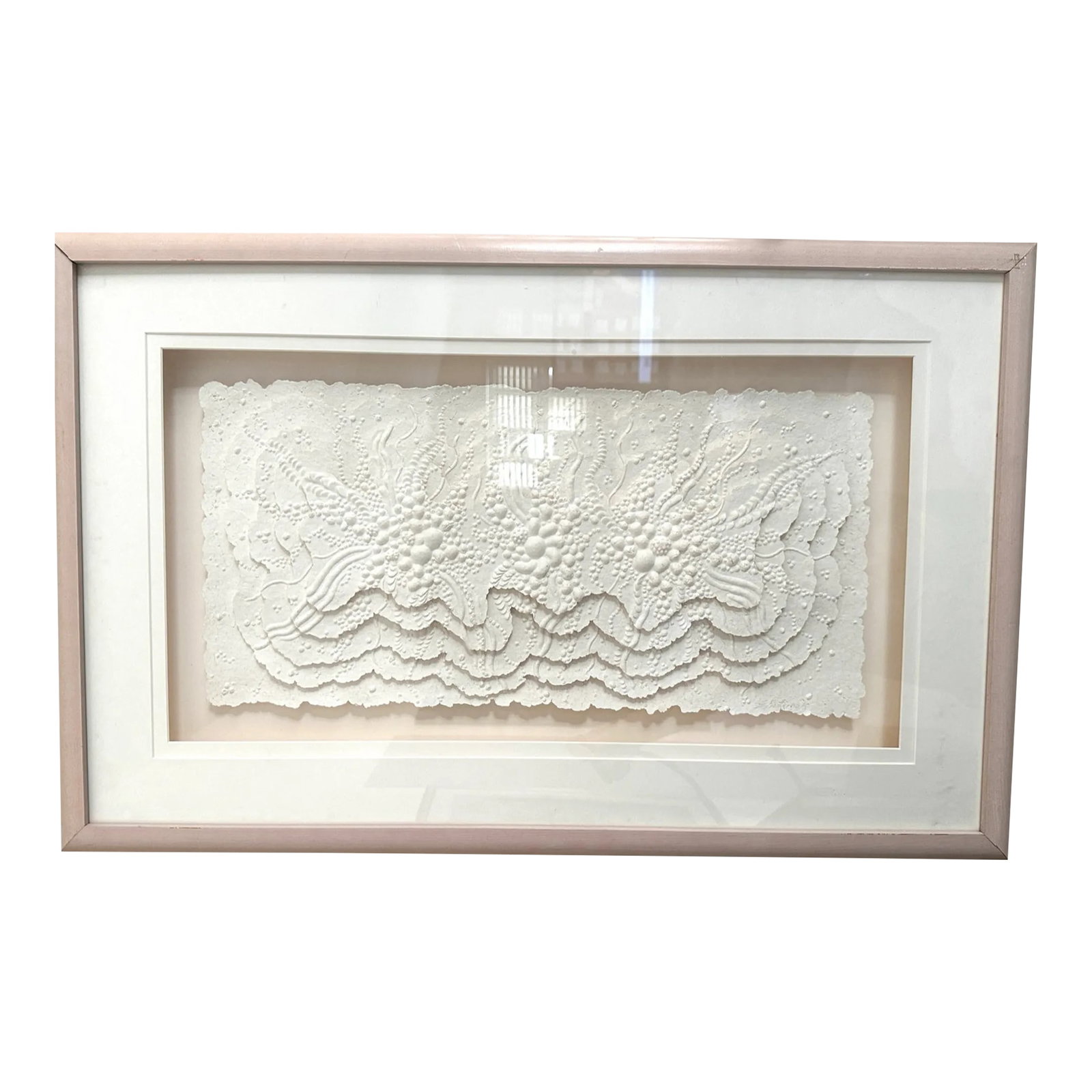 Postmodern Ed Pasternak Pressed Paper Art: Postmodern Textile Paper Art by Ed Pasternak Beautiful coastal vibe. I also have 2 smaller ones that match in my other listings. Signed by artist in pencil 33.25in w x 21.5in h x 2in d If you buy