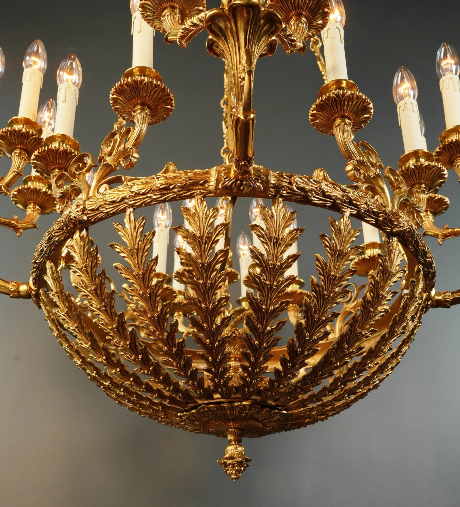 21st Century Baroque Brass Empire Chandelier Crystal Lustre Lamp Antique Gold - 4
