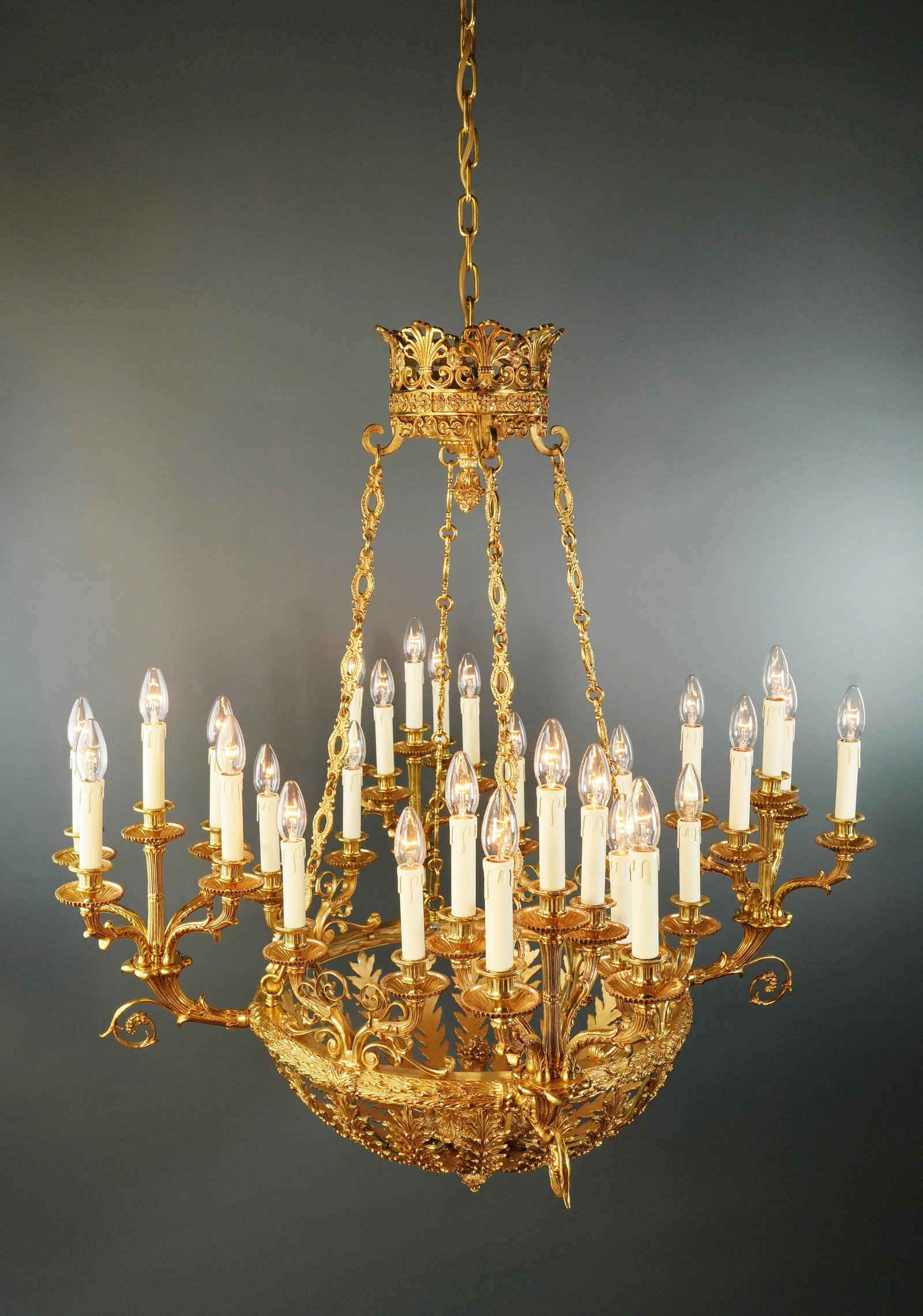 21st Century Baroque Brass Empire Chandelier Crystal Lustre Lamp Antique Gold - 5