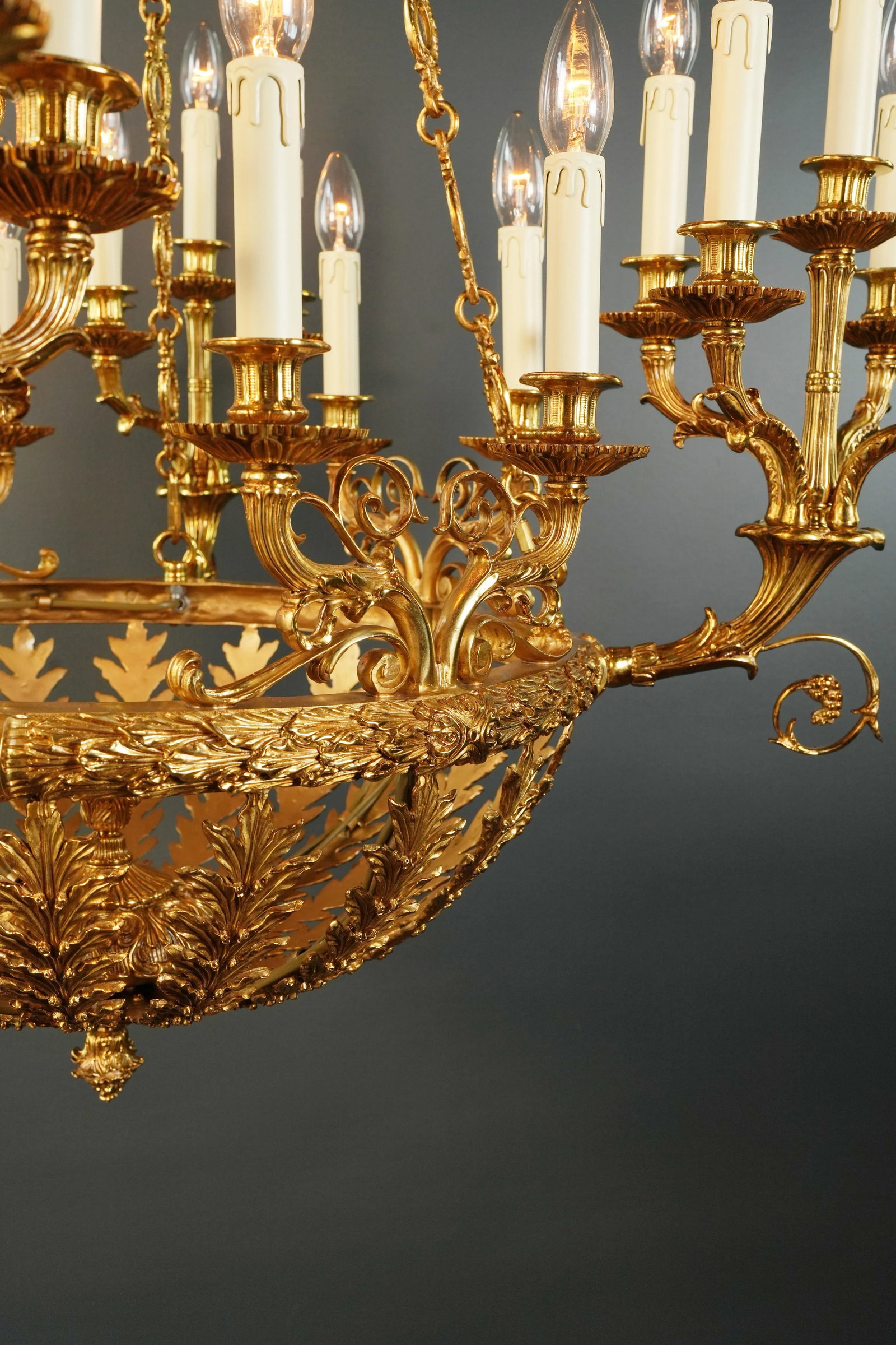21st Century Baroque Brass Empire Chandelier Crystal Lustre Lamp Antique Gold - 7