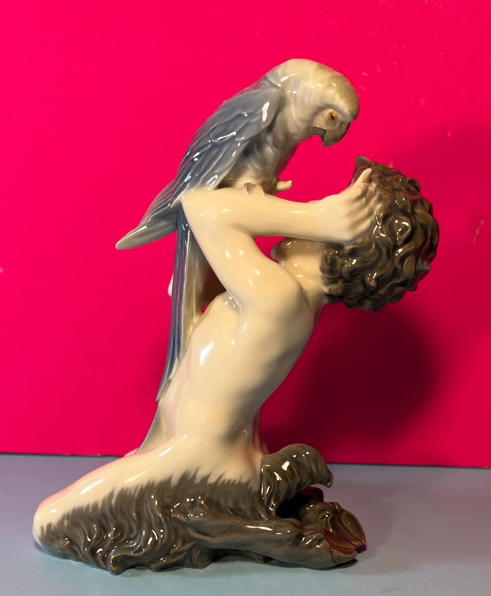 Royal Copenhagen Porcelain Figurine Pan/Faun With a Parrot # 752 - 2