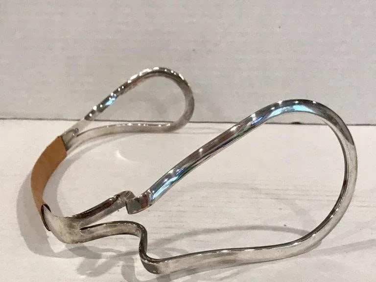 1960s Carl Aubâˆšâˆ‚ck Style Silver Plated and Reed Wine Bottle Caddy - 2