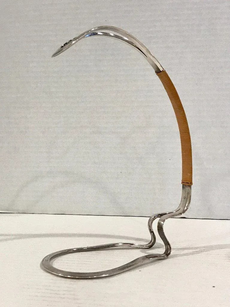 1960s Carl Aubâˆšâˆ‚ck Style Silver Plated and Reed Wine Bottle Caddy - 3