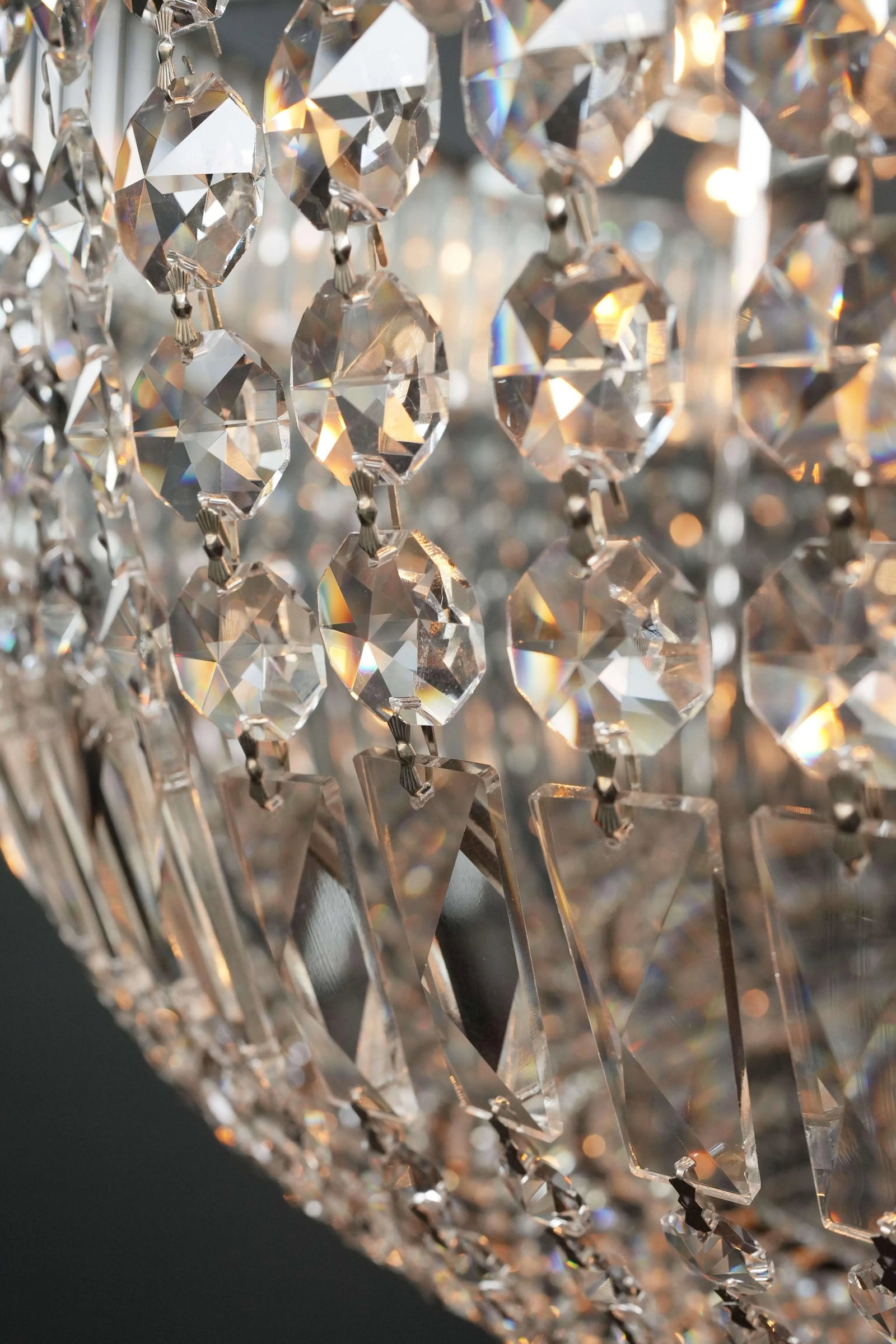Art Deco Style Crystal Empire Sac a Pearl Chrome Chandelier - 10