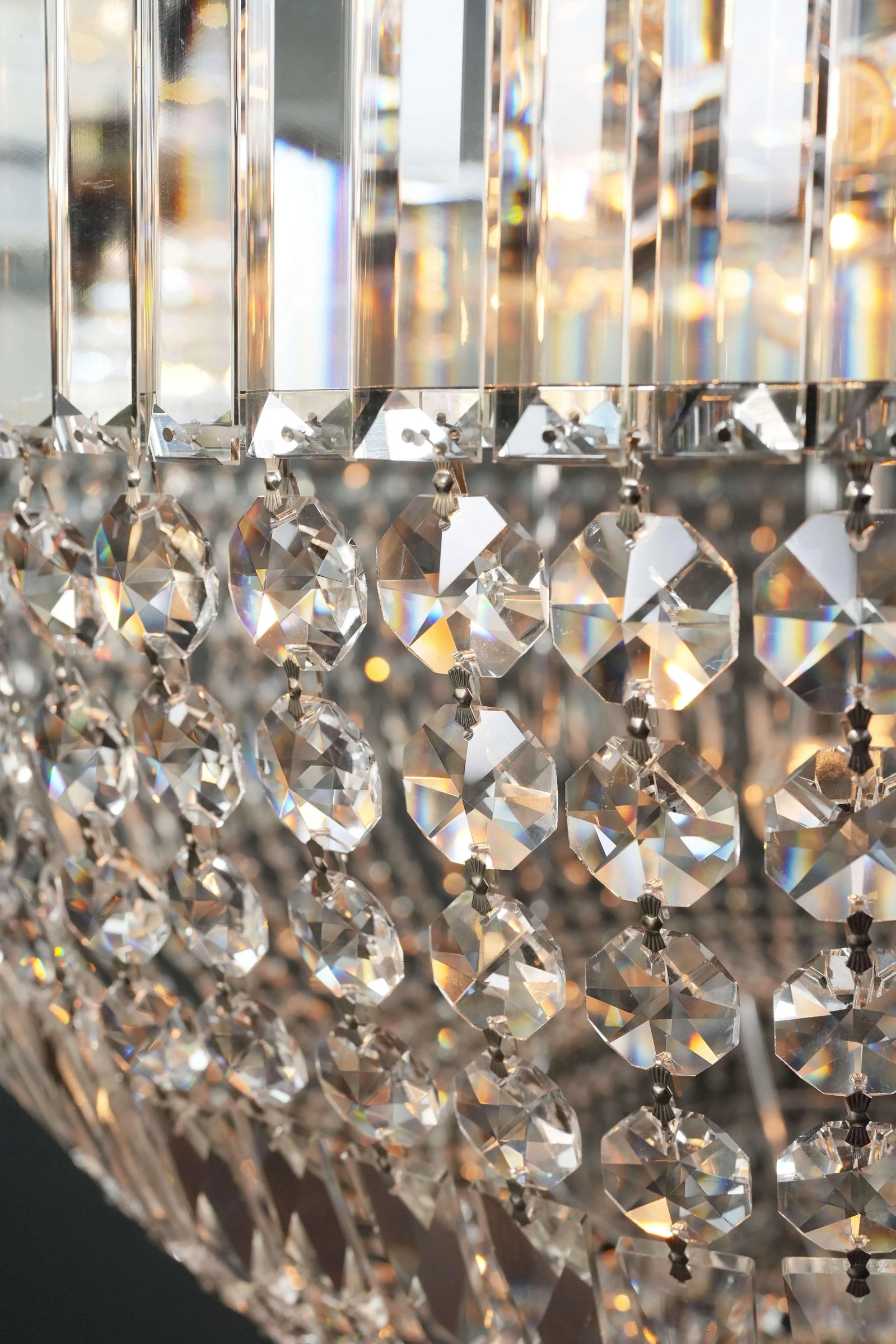 Art Deco Style Crystal Empire Sac a Pearl Chrome Chandelier - 11