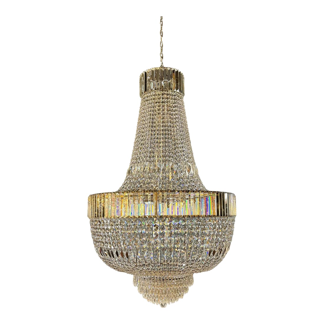 Art Deco Style Crystal Empire Sac a Pearl Chrome Chandelier (1 of 11)