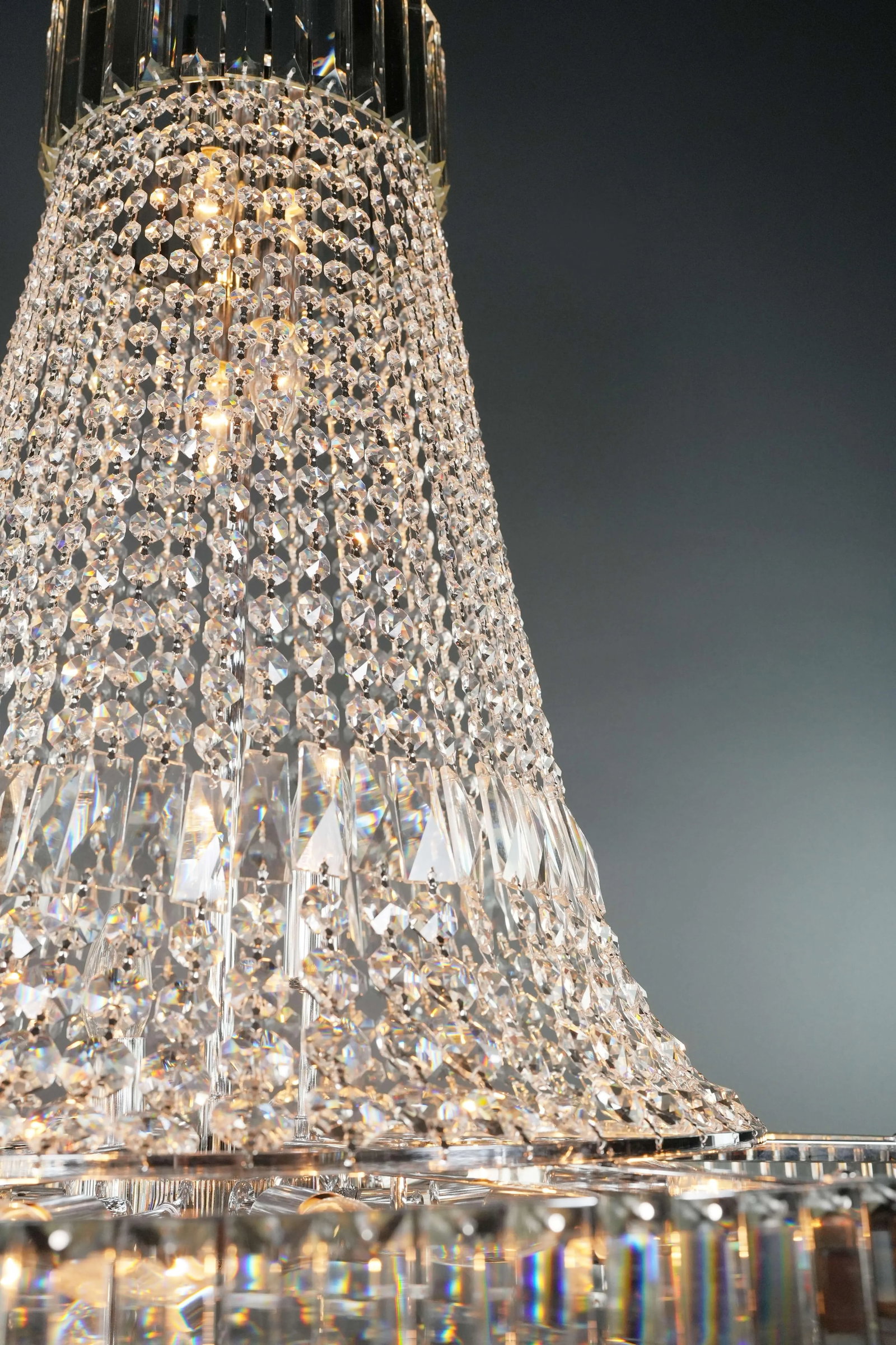 Art Deco Style Crystal Empire Sac a Pearl Chrome Chandelier - 8