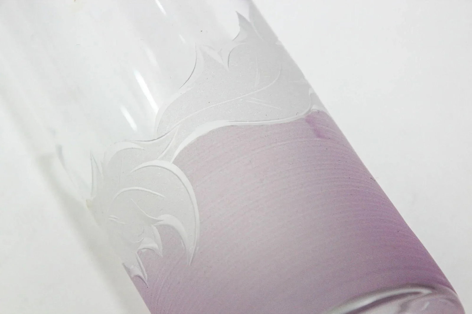 Vintage Etched Lily Highball Tumbler Glasses Lilac Bohemia C - 4