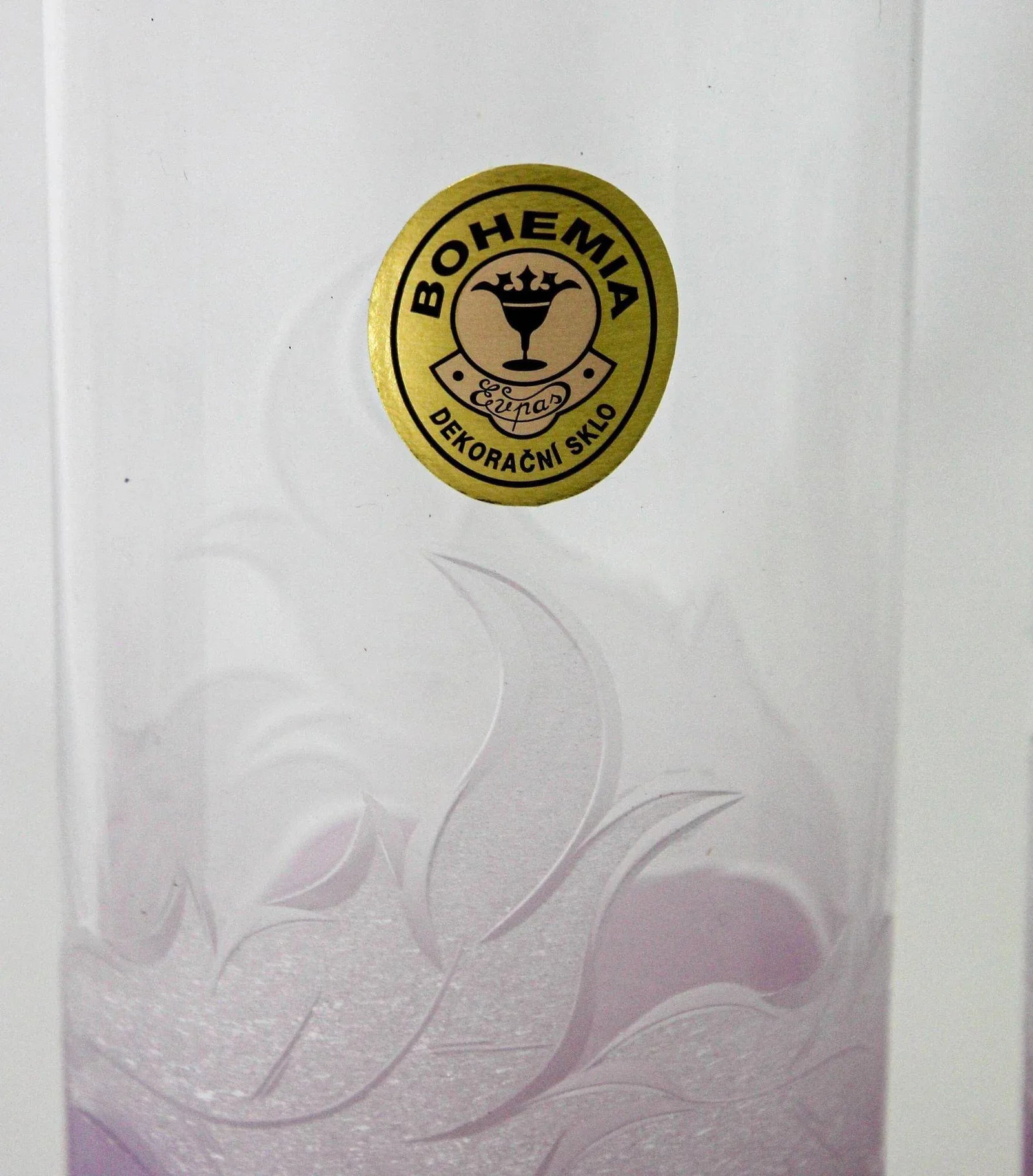 Vintage Etched Lily Highball Tumbler Glasses Lilac Bohemia C - 8