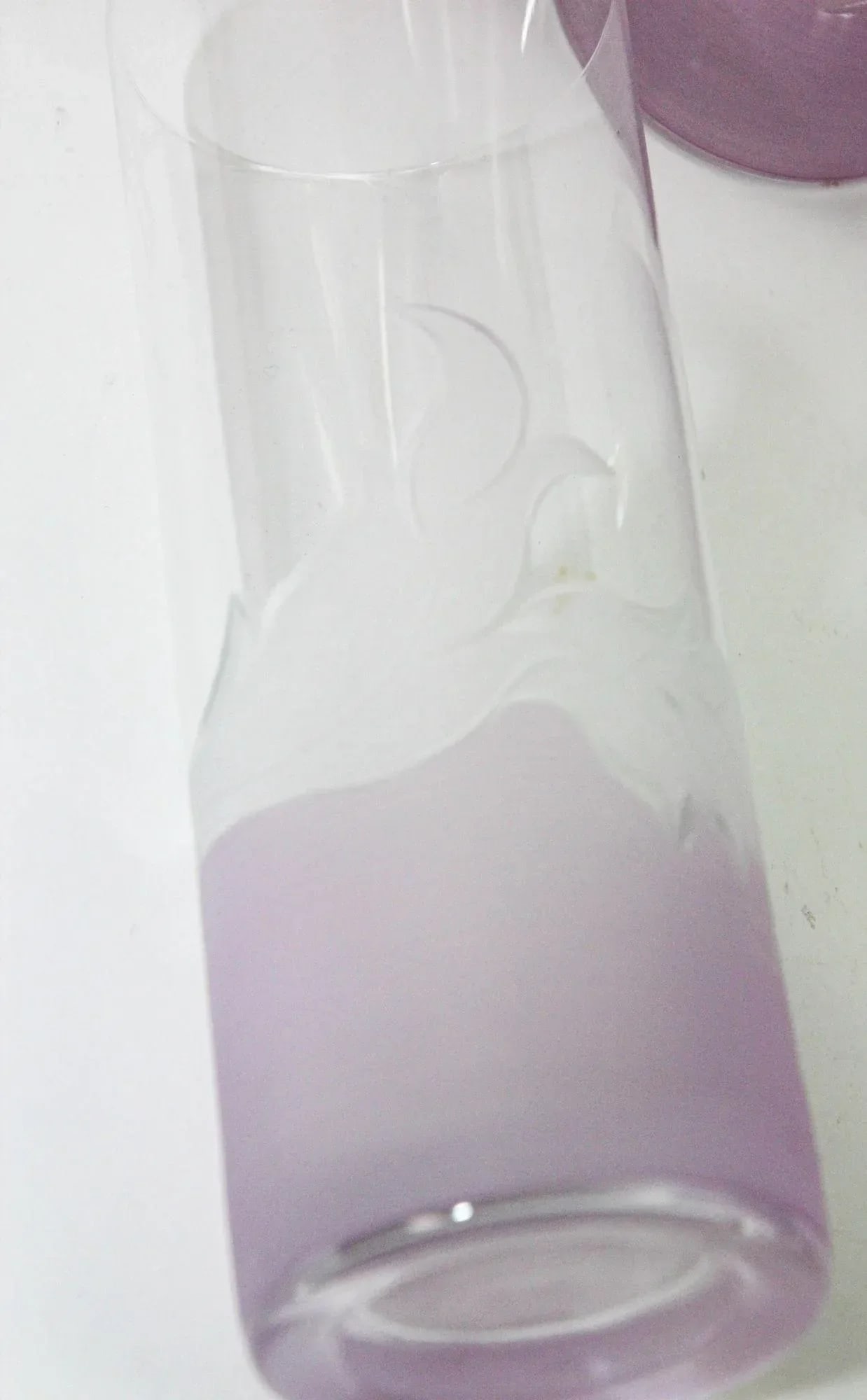Vintage Etched Lily Highball Tumbler Glasses Lilac Bohemia C - 9