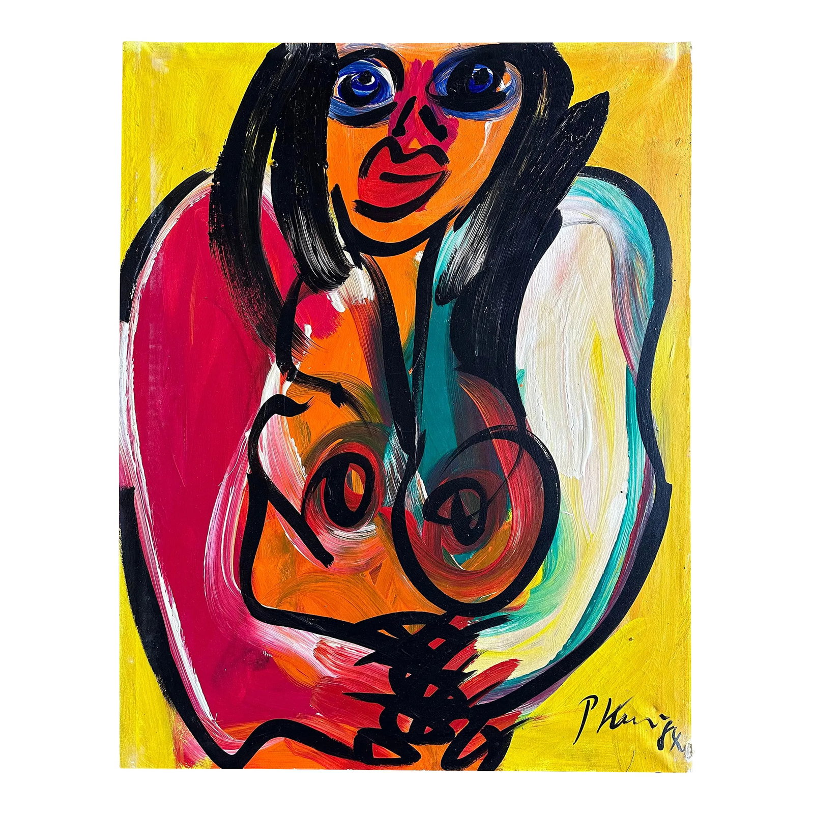 1987 Original Peter Keil Painting: Peter Keil is a German artist that focuses primarily on abstract expressionism. Keil painted with some of the greats including Joan MirÃ³, Pablo Picasso and Andy Warhol, to name a few. This 