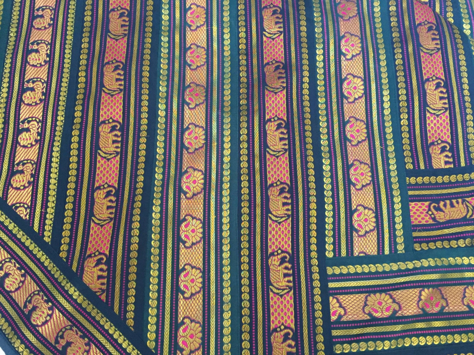 Vintage Indian Green Bed Cover Patchwork - 5