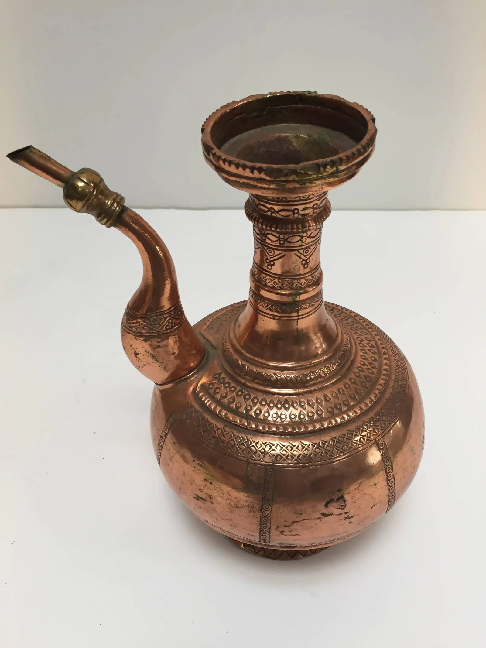 Antique Middle Eastern Islamic Turkish Ewer and Copper Basin - 6