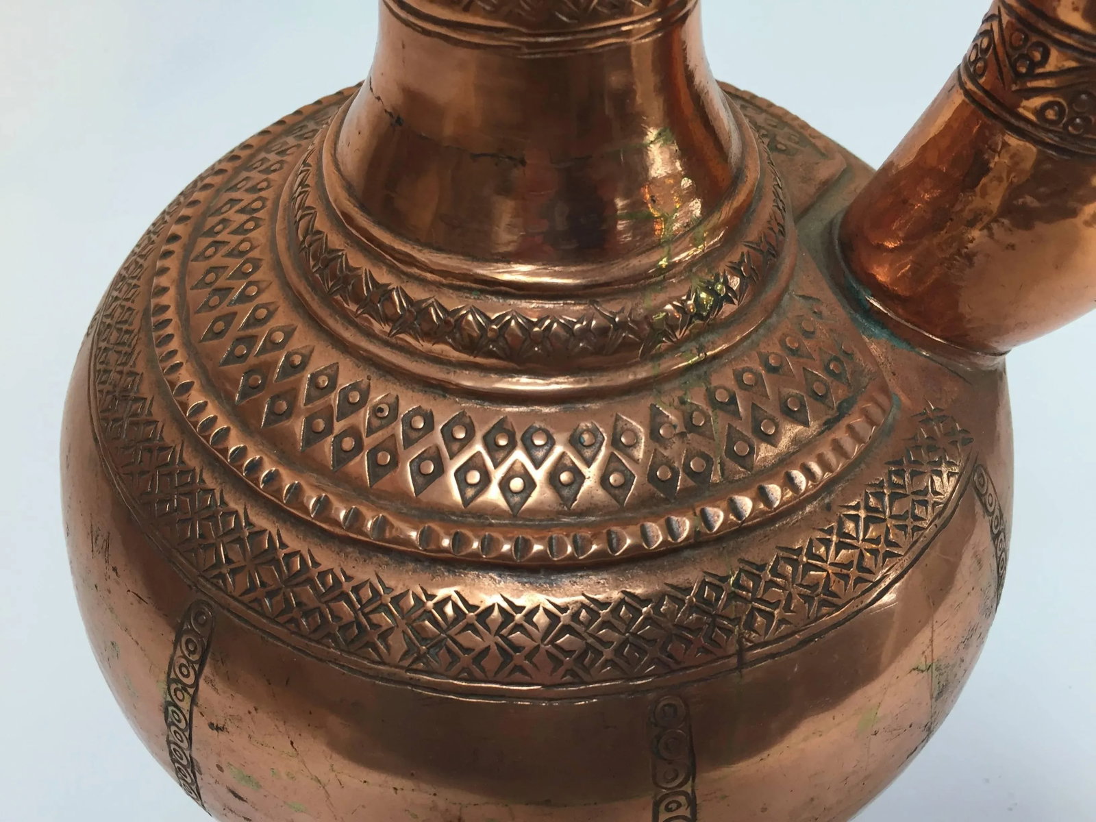 Antique Middle Eastern Islamic Turkish Ewer and Copper Basin - 7