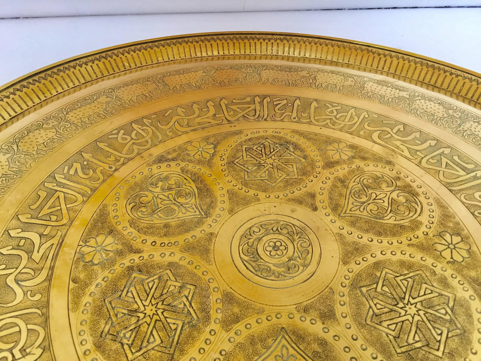 Indo-Persian Handcrafted Decorative Hammered Brass Tray - 10