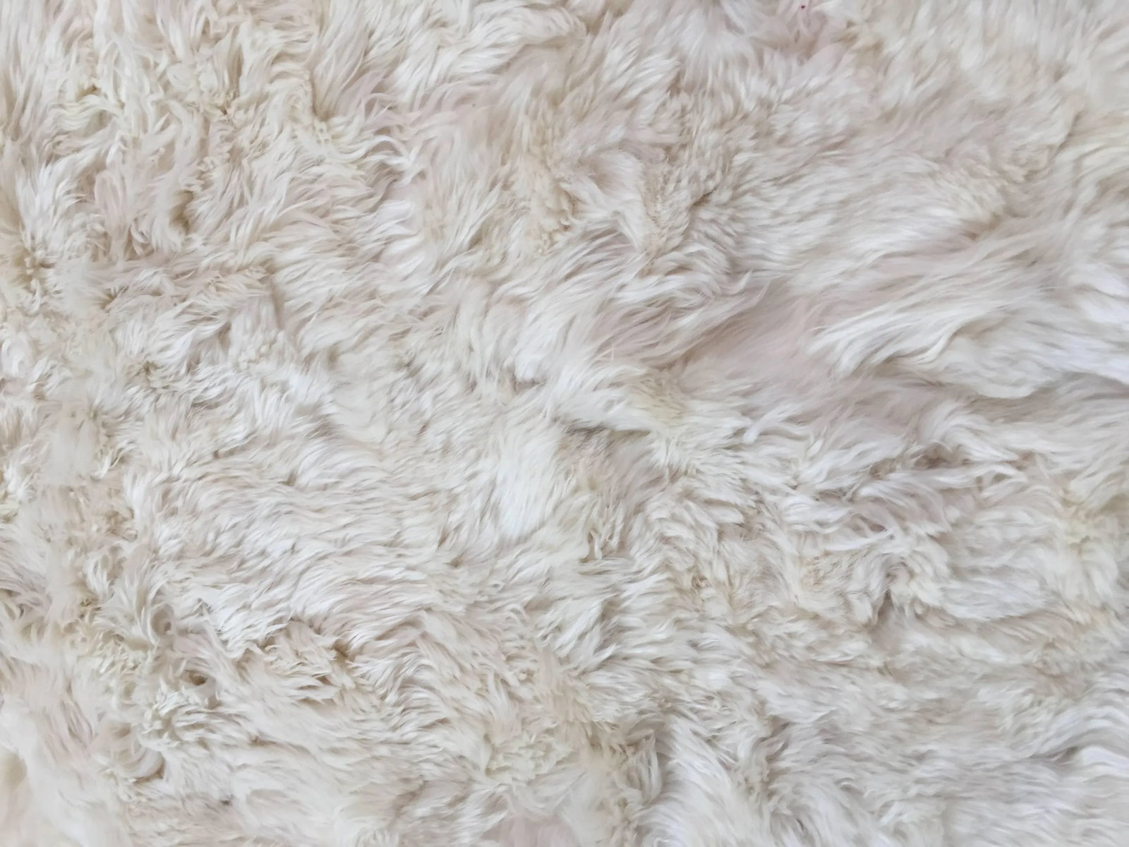 Vintage Shaggy Sheepskin Bed Throw or Rug | New Zealand Natural Ivory White 1970 - 6