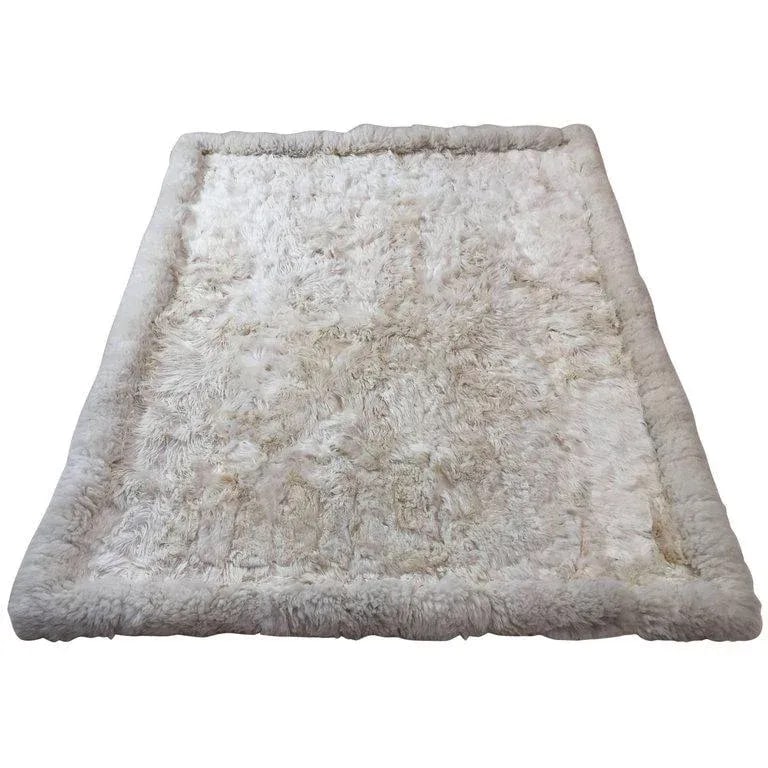 Vintage Shaggy Sheepskin Bed Throw or Rug | New Zealand Natural Ivory White 1970 - 9