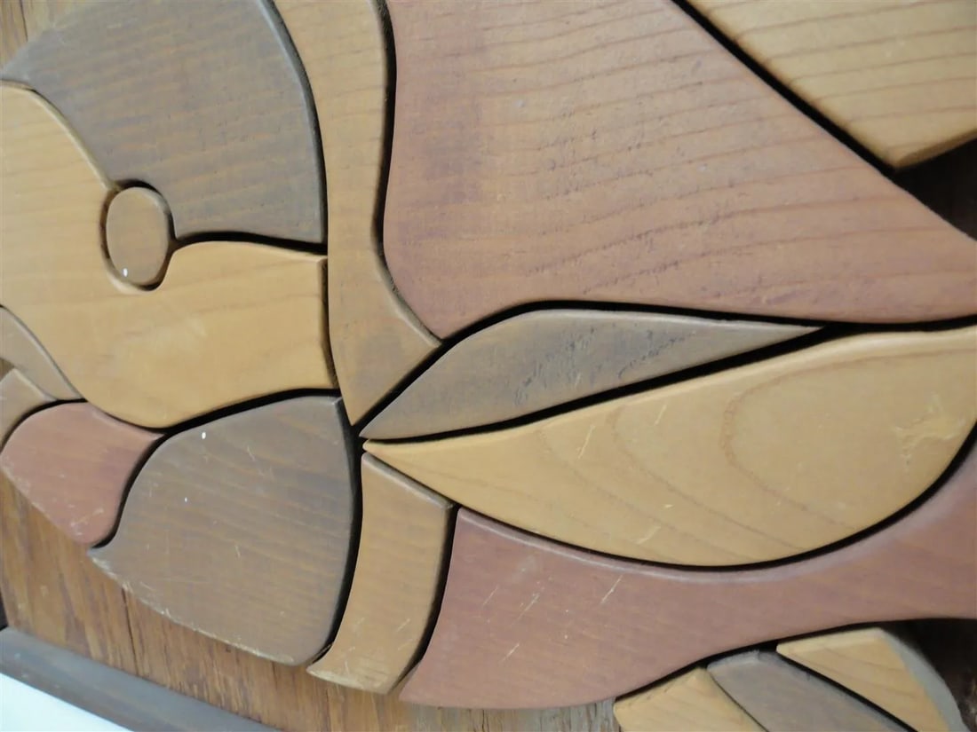 Wooden Mosaic Fish Sculptural Art Piece - 4