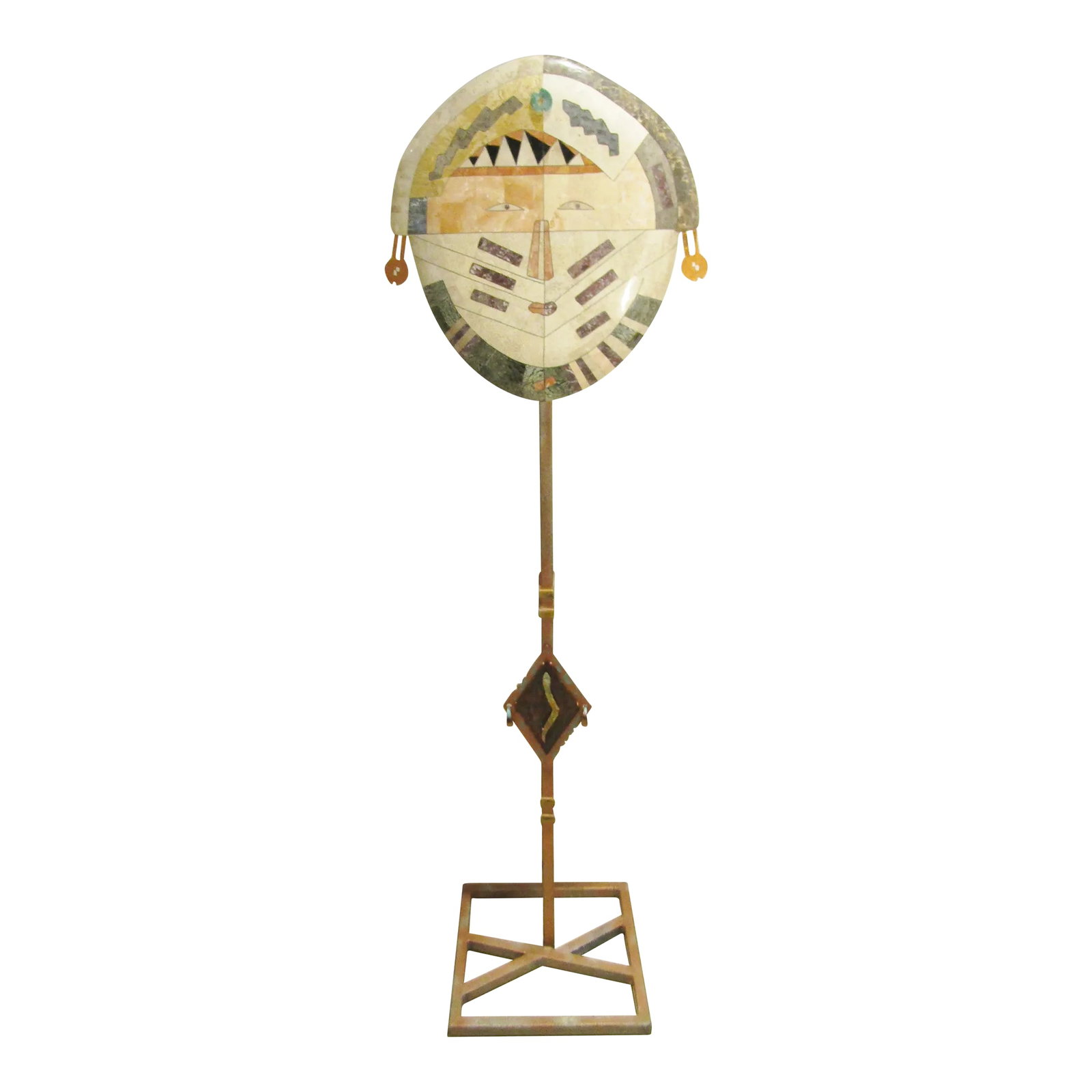 Modern Tessellated Stone and Brass Inlaid Face Sculpture Joseph De Castro (1 of 7)