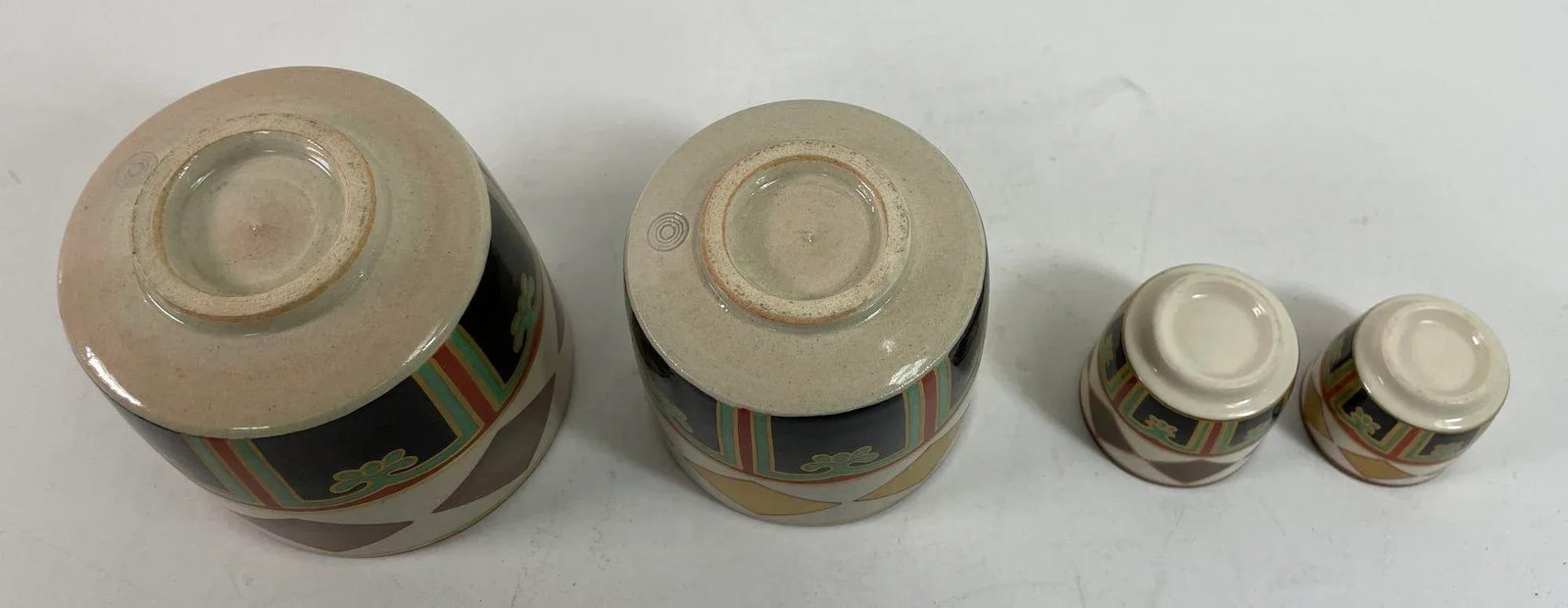 Kuniyaki Tea Bowls and Tray Set After Nonomura Ninsei Japan - 10