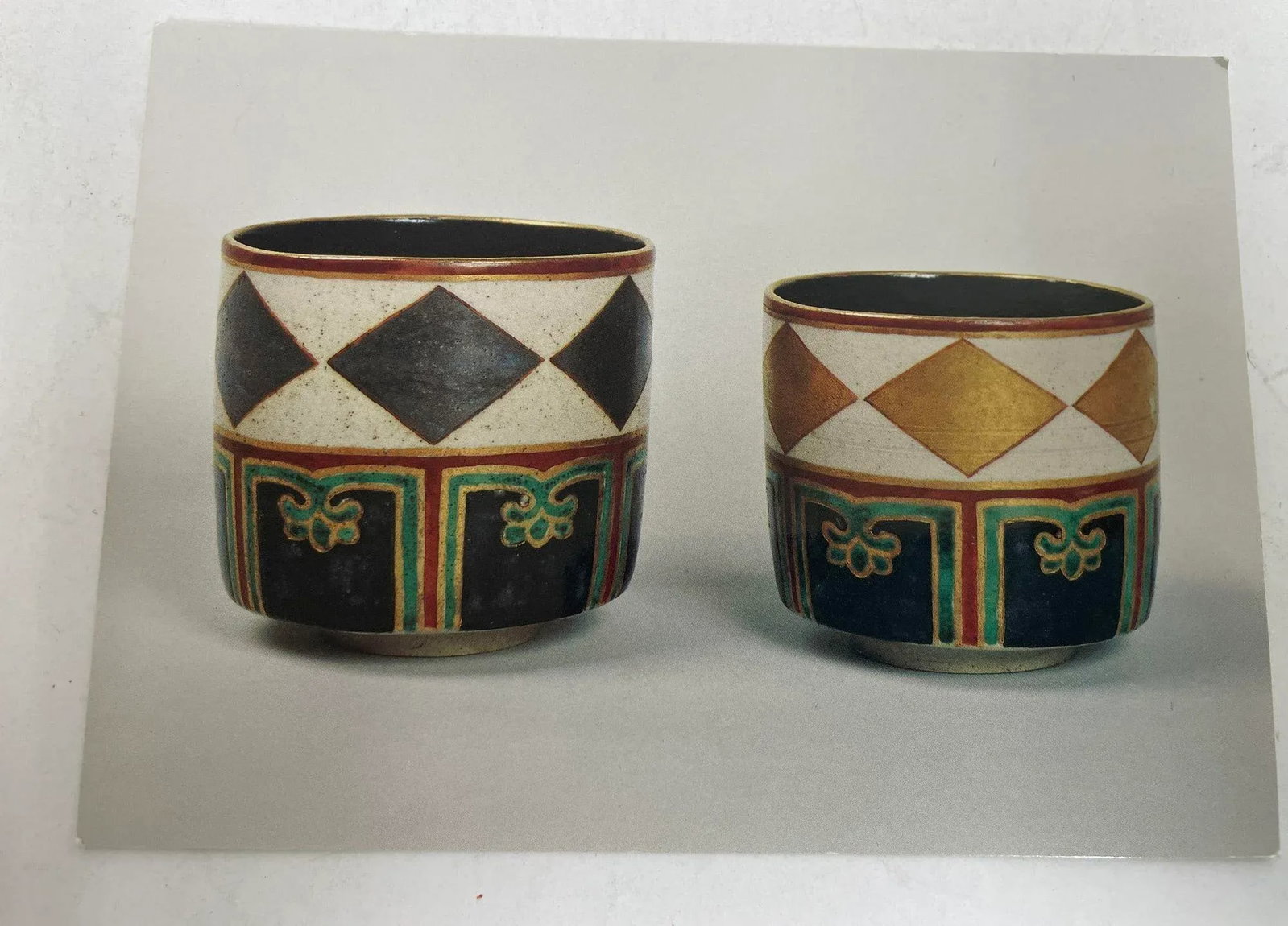 Kuniyaki Tea Bowls and Tray Set After Nonomura Ninsei Japan - 11