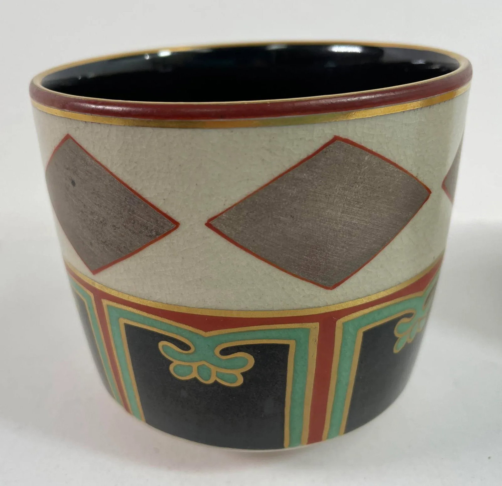 Kuniyaki Tea Bowls and Tray Set After Nonomura Ninsei Japan - 6
