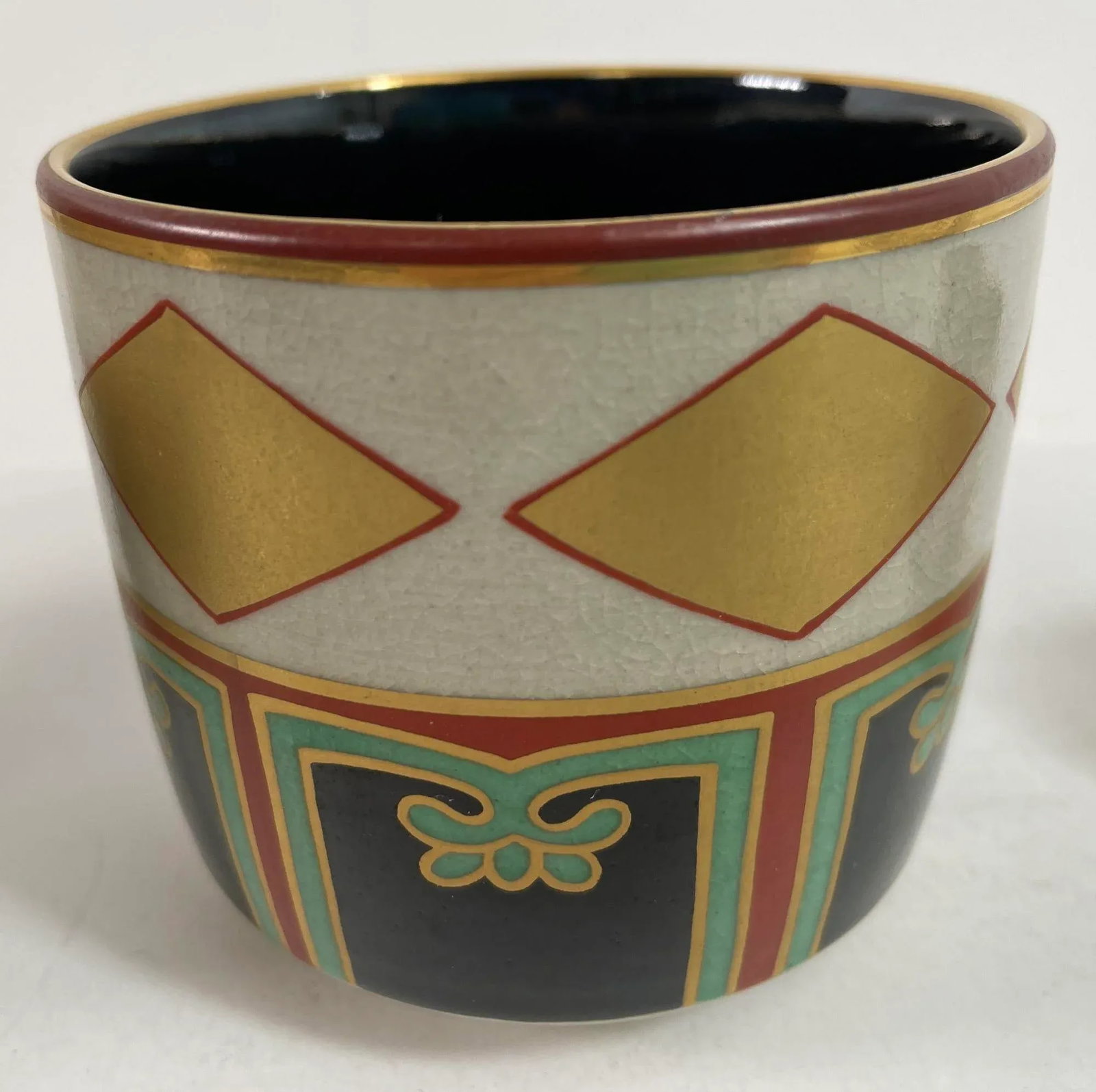 Kuniyaki Tea Bowls and Tray Set After Nonomura Ninsei Japan - 7