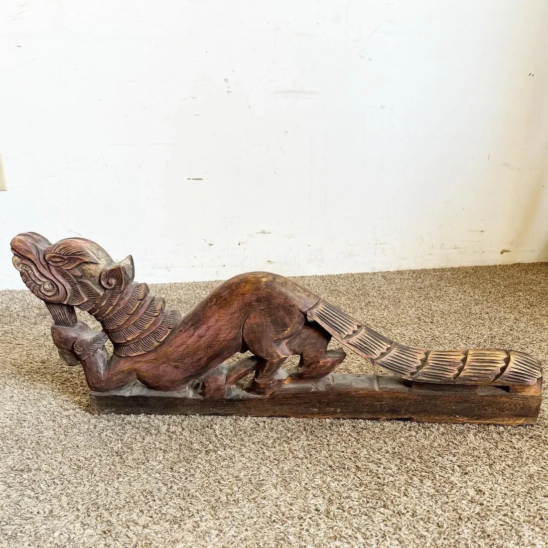 Chinese Hand Carved Dragons Sculptures - a Pair - 5