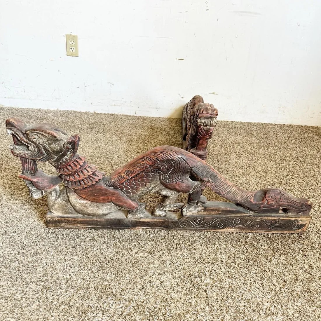 Chinese Hand Carved Dragons Sculptures - a Pair - 9