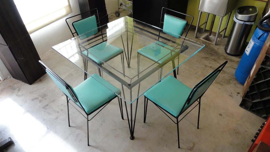 Sculptural Atomic Mid-Century Modern Iron Dining Set – Table + 4 Chairs, 1950s California - 2