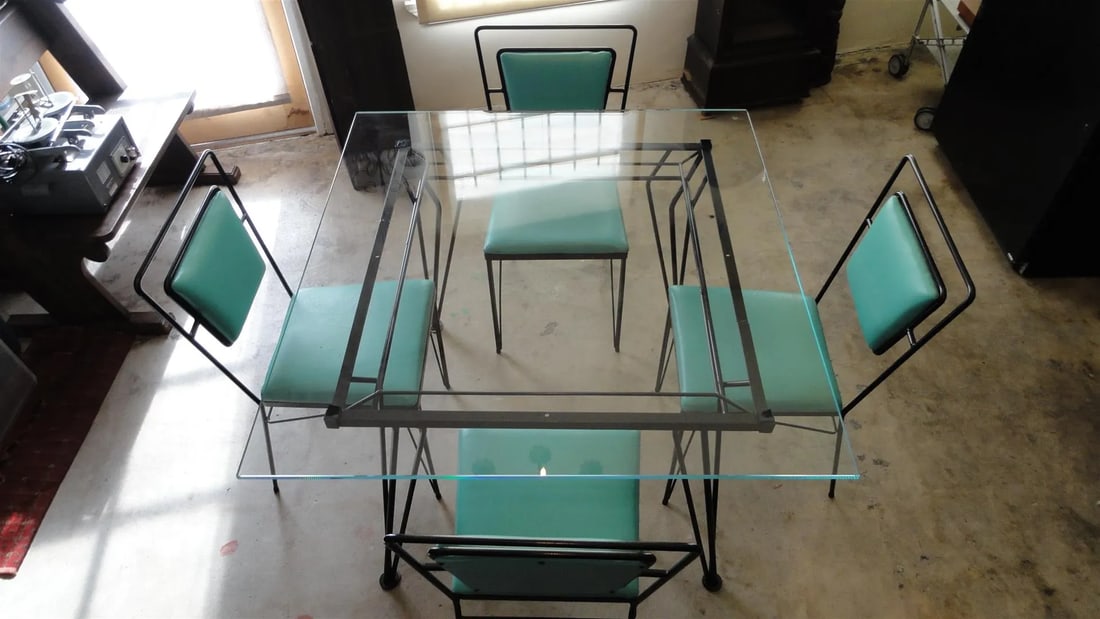 Sculptural Atomic Mid-Century Modern Iron Dining Set – Table + 4 Chairs, 1950s California - 3
