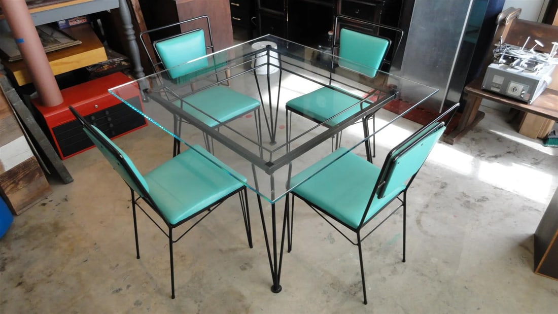 Sculptural Atomic Mid-Century Modern Iron Dining Set – Table + 4 Chairs, 1950s California - 4