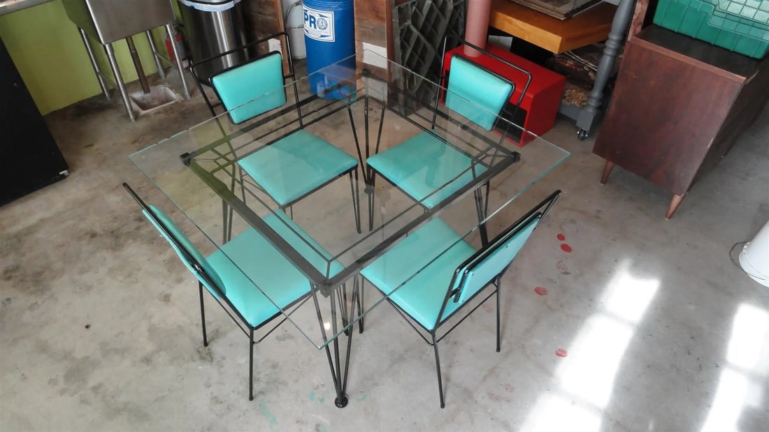 Sculptural Atomic Mid-Century Modern Iron Dining Set – Table + 4 Chairs, 1950s California - 5