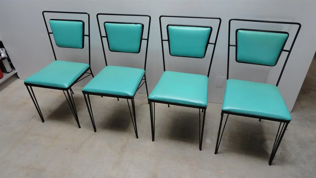 Sculptural Atomic Mid-Century Modern Iron Dining Set – Table + 4 Chairs, 1950s California - 8