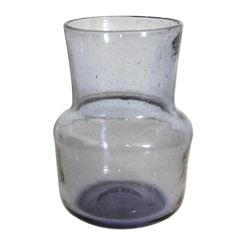 Vintage Erik Höglund Signed Art Glass Vase for Boda C. 1960s: Vintage Swedish Bubble Glass Vase by Erik Hoglund for Boda (1932 - 1998). Slate blue/gray glass. Some of the original label still attached. Engraved on bottom: "H 895/160." Condition: Alterations: