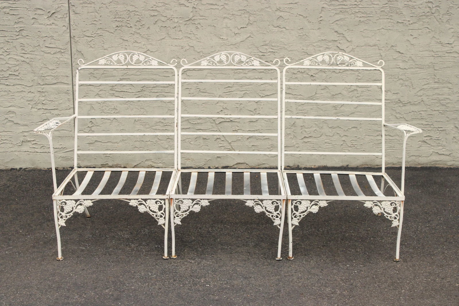 Vintage Quality Wrought Iron Three Piece Outdoor Patio Sofa - 2