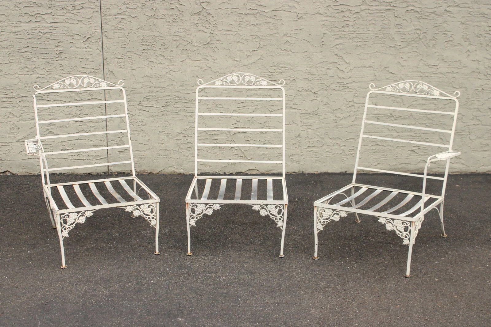 Vintage Quality Wrought Iron Three Piece Outdoor Patio Sofa - 3