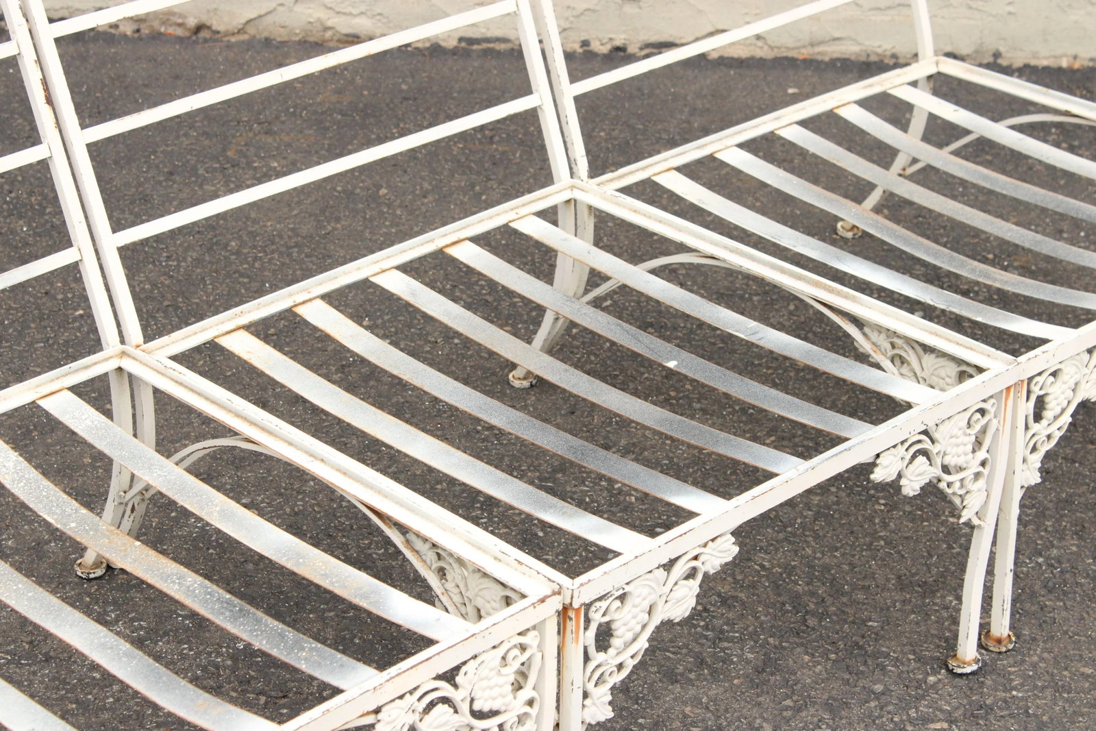 Vintage Quality Wrought Iron Three Piece Outdoor Patio Sofa - 6