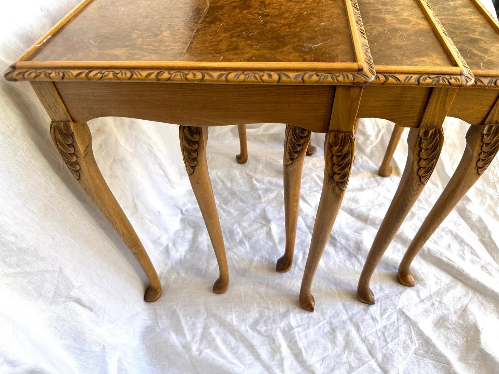 Vintage Burlwood Nesting Tables-A Set - 8
