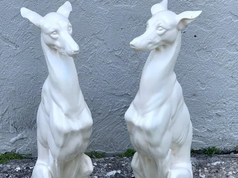 Mid 20th Century Hollywood Regency Black and White Whippets - a Pair - 2