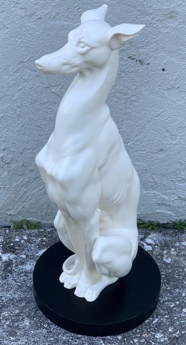 Mid 20th Century Hollywood Regency Black and White Whippets - a Pair - 6