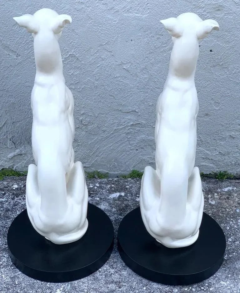 Mid 20th Century Hollywood Regency Black and White Whippets - a Pair - 7