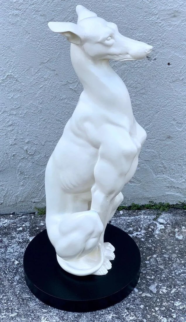 Mid 20th Century Hollywood Regency Black and White Whippets - a Pair - 8
