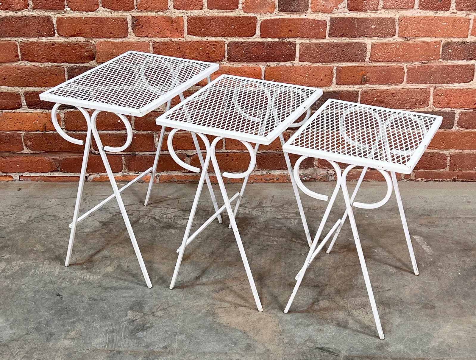 Vintage Mid Century Modern Salterini Wrought Iron Nesting Tables - Set of 3 - 6