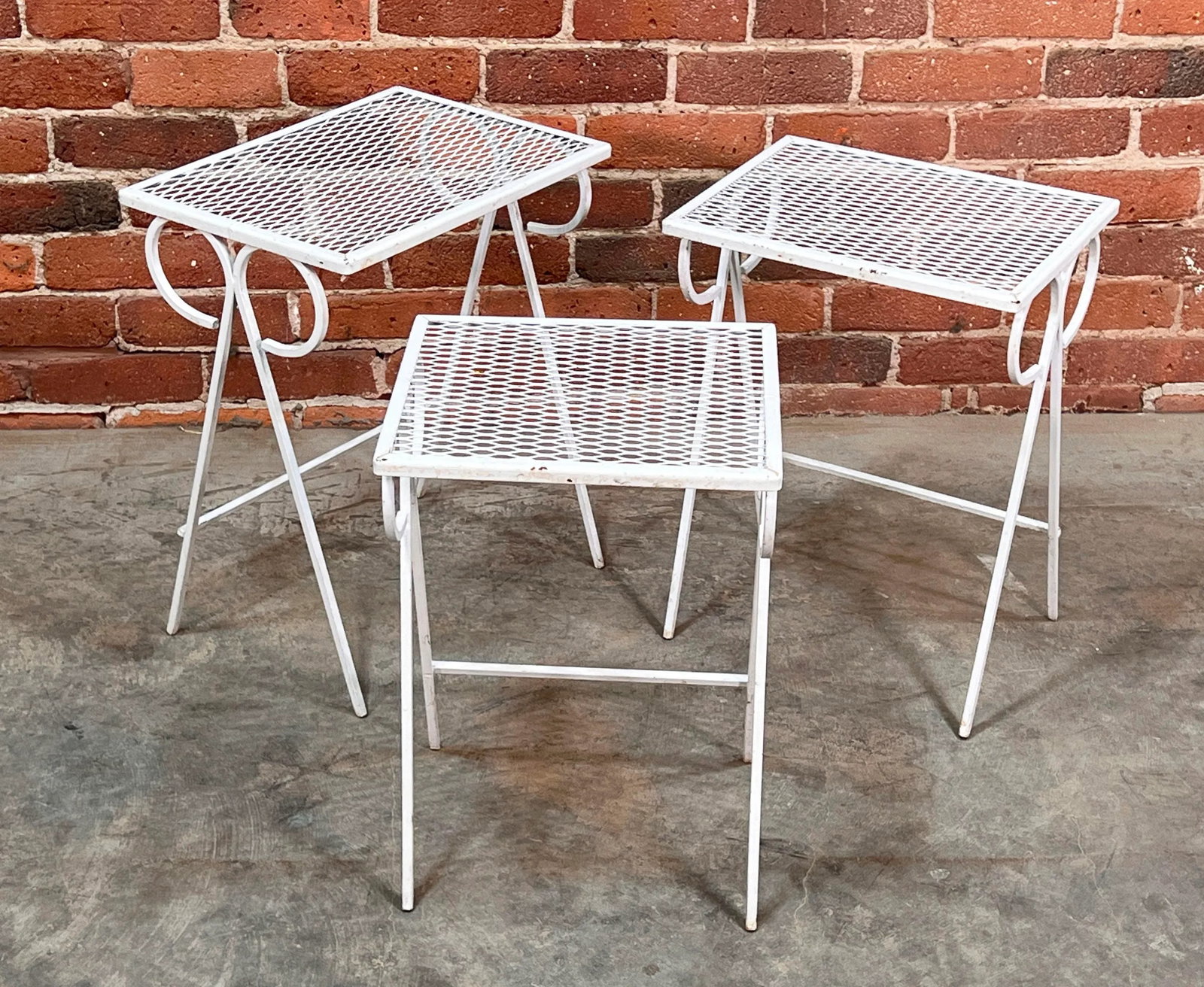 Vintage Mid Century Modern Salterini Wrought Iron Nesting Tables - Set of 3 - 9