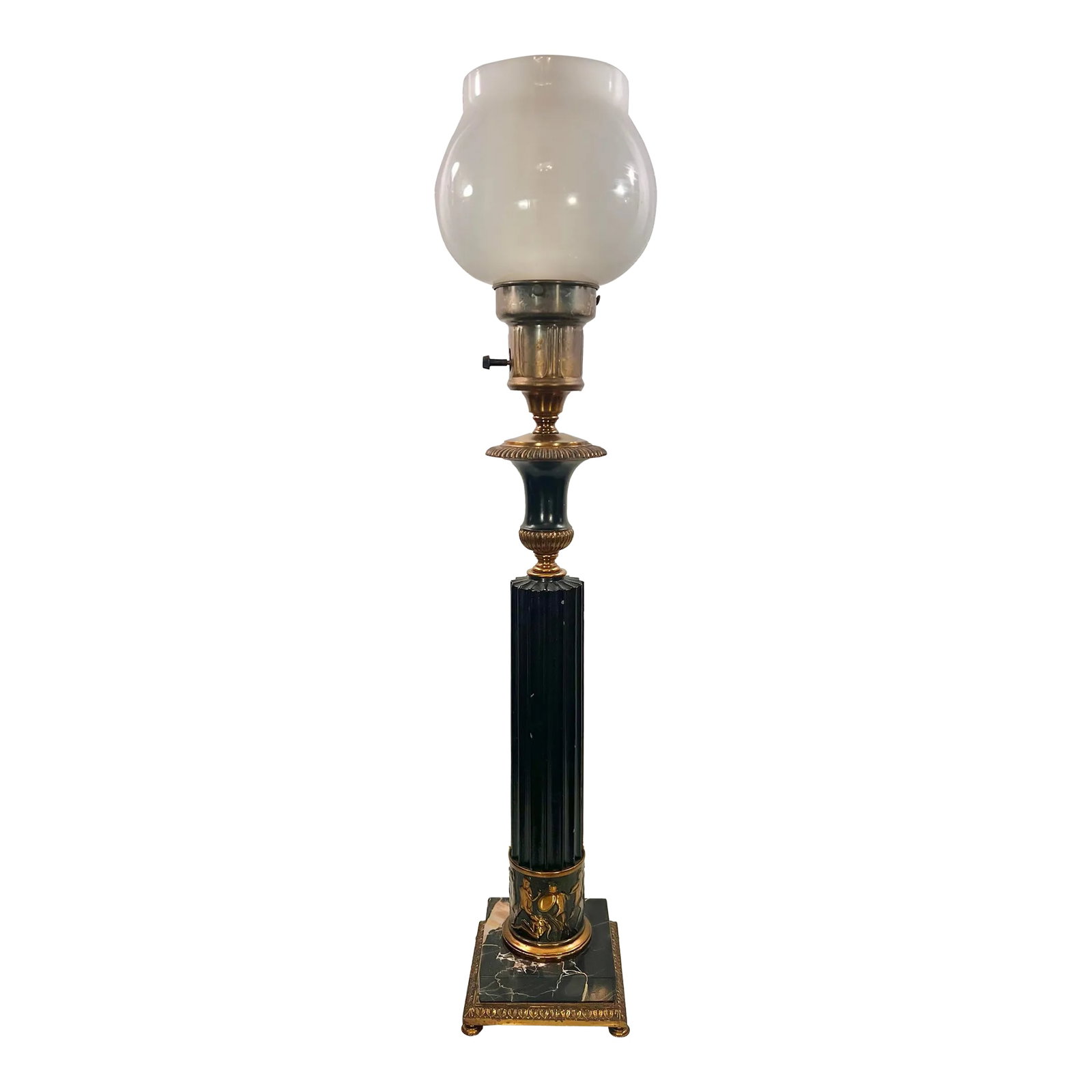 1950s Crest Company Neoclassical Patinated Bronze Column Table Lamp - Styled After Frederick Coop (1 of 12)