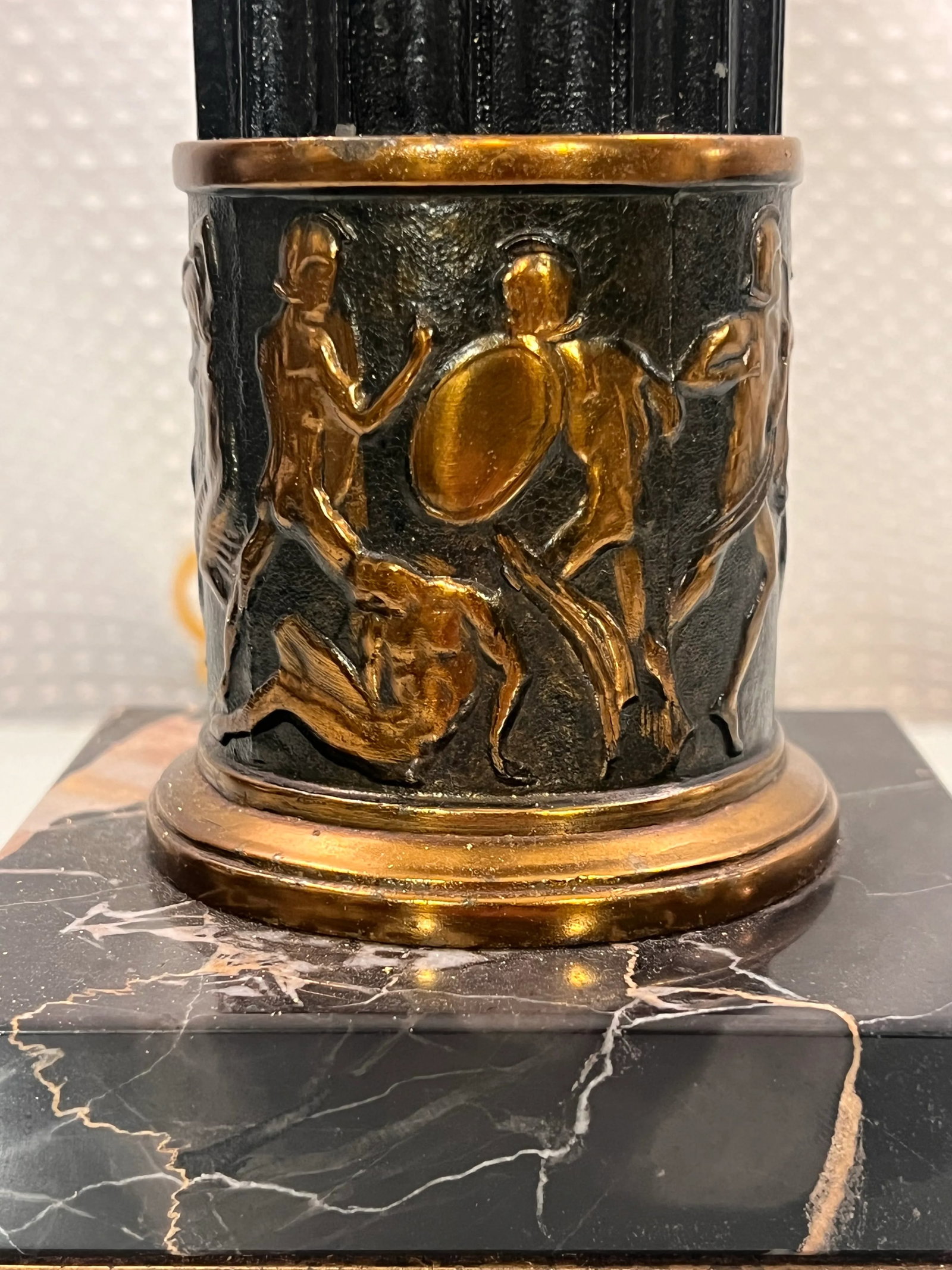 1950s Crest Company Neoclassical Patinated Bronze Column Table Lamp - Styled After Frederick Coop - 5