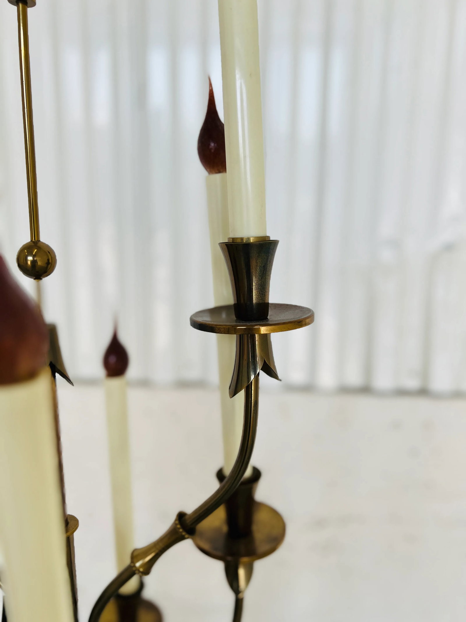 Rare, Italian Mid Century Stilnovo 10-Light Brass & Marble Floor Lamp C. 1960 - 2