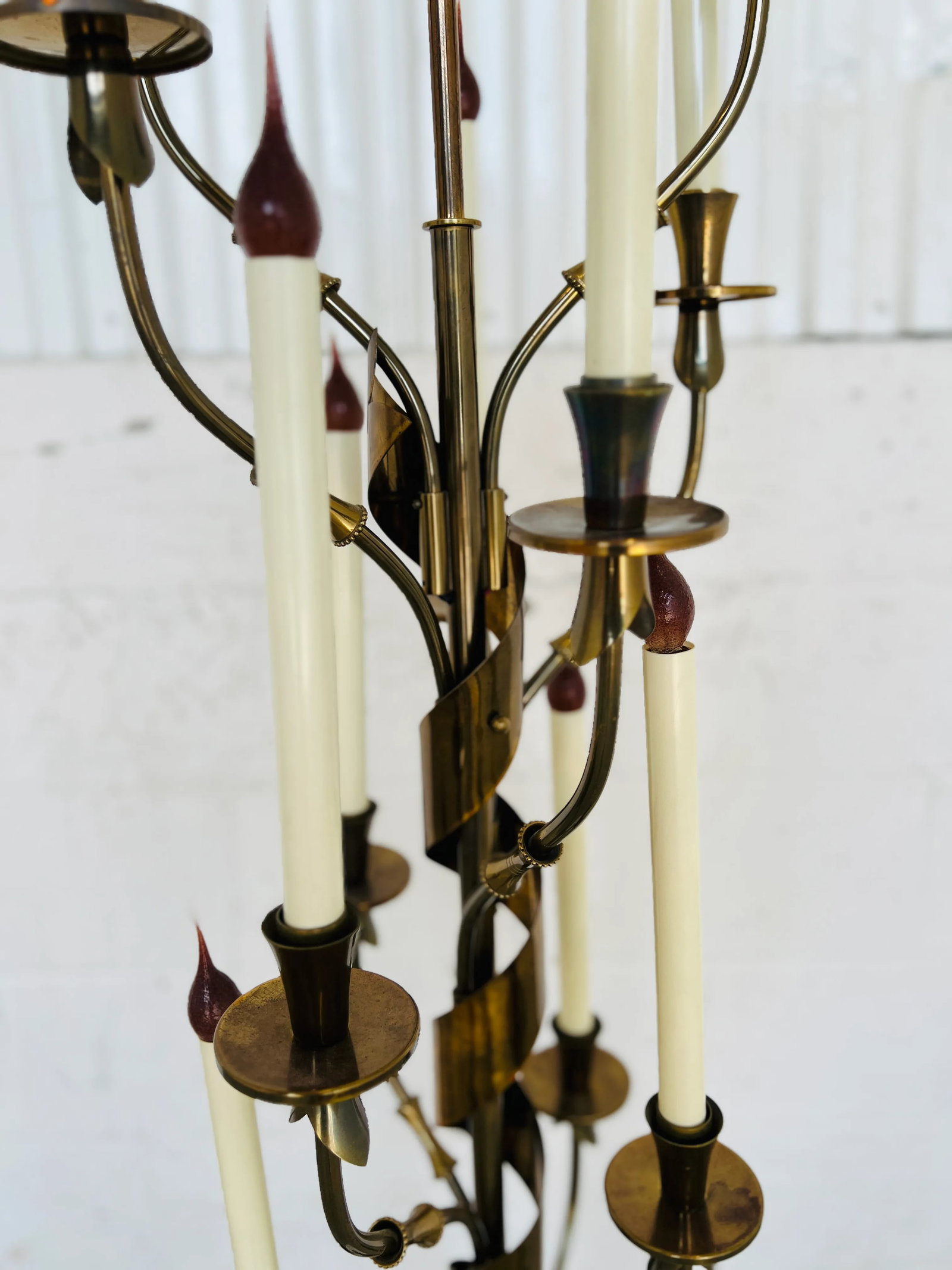 Rare, Italian Mid Century Stilnovo 10-Light Brass & Marble Floor Lamp C. 1960 - 4